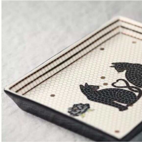 Anthropologie Bistro Tile Vanity Tray Cat Halloween NEW - Picture 10 of 10